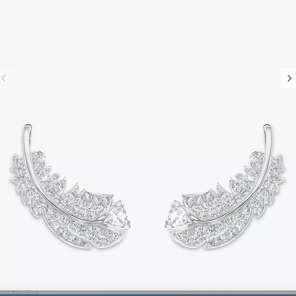 - Swarovski feather earrings - Authentic rhodium plated - Picture 1 of 8
